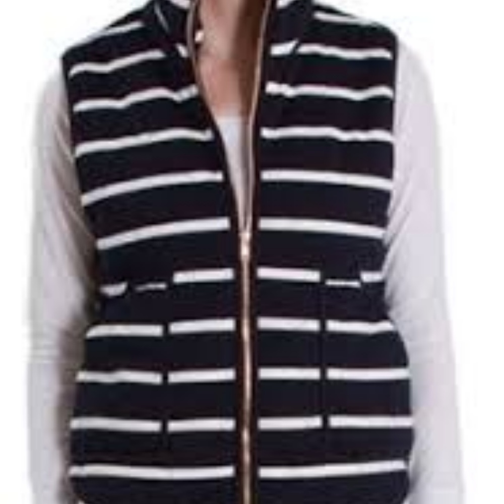 Navy striped quilted vest